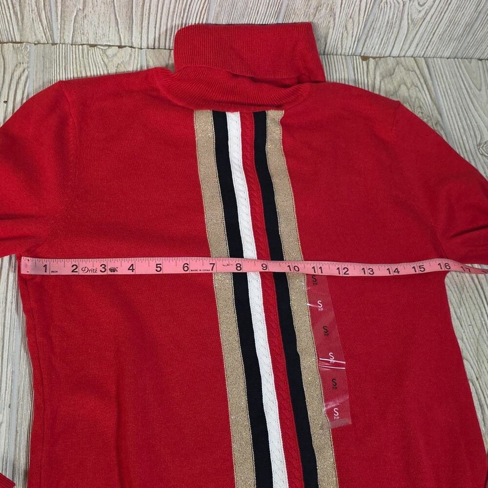 Tommy Hilfiger Global Cable Stella Red Turtleneck Sweater Womens Size Small NWT - Picture 8 of 11